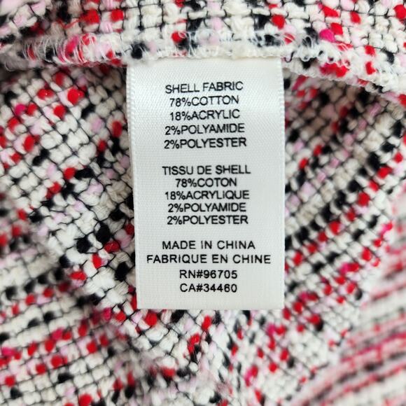 Rebecca Taylor Pink White Red Striped Double Breasted Tweed Blazer Size 2 - Picture 3 of 4